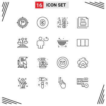 Stock Vector Icon Pack of 16 Line Signs and Symbols for office file system document wheat Editable Vector Design Elements