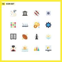 Mobile Interface Flat Color Set of 16 Pictograms of shape web money maximize app Editable Pack of Creative Vector Design Elements