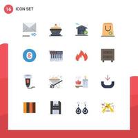 16 Universal Flat Color Signs Symbols of communication yes building package commerce Editable Pack of Creative Vector Design Elements