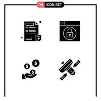 Mobile Interface Solid Glyph Set of Pictograms of doctor hand report lock industry Editable Vector Design Elements