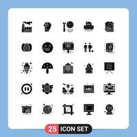 User Interface Pack of 25 Basic Solid Glyphs of information data clock confidential tools Editable Vector Design Elements