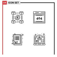 Stock Vector Icon Pack of 4 Line Signs and Symbols for blockchain check list pp computing list Editable Vector Design Elements