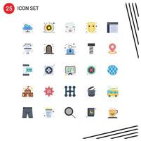 Modern Set of 25 Flat Colors Pictograph of communication app experiment web protection Editable Vector Design Elements