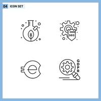 Group of 4 Modern Filledline Flat Colors Set for growth e coin seed optimization crypto Editable Vector Design Elements