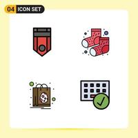 Set of 4 Modern UI Icons Symbols Signs for badge easter rank footwear shopping Editable Vector Design Elements