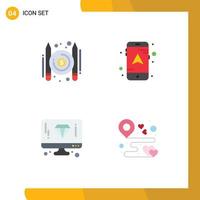 4 Creative Icons Modern Signs and Symbols of articles computer writer navigation destination Editable Vector Design Elements