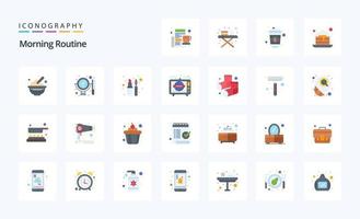 25 Morning Routine Flat color icon pack vector