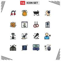 conjunto de 16 iconos modernos de la interfaz de usuario signos de símbolos para los elementos de diseño de vectores creativos editables de la mente del otoño del estudiante de la hoja bancaria