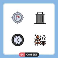 Universal Icon Symbols Group of 4 Modern Filledline Flat Colors of aim trash flag garbage clock Editable Vector Design Elements