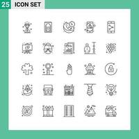 Set of 25 Modern UI Icons Symbols Signs for mobile virus line mobile alert Editable Vector Design Elements