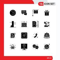 Set of 16 Modern UI Icons Symbols Signs for laptop online stand tools and utensils shopping Editable Vector Design Elements