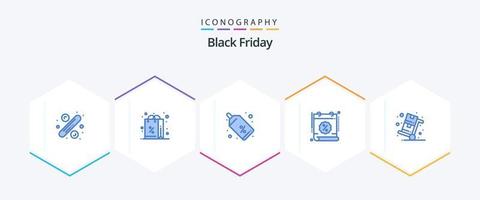 Black Friday 25 Blue icon pack including cyber monday. time. discount. percent. calendar vector