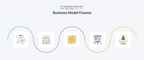 Finance Flat 5 Icon Pack Including presentation. education. finance. chart. token vector