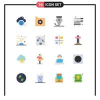 Set of 16 Modern UI Icons Symbols Signs for agreement utensil document kitchen pen Editable Pack of Creative Vector Design Elements