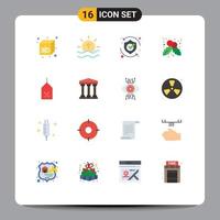 Pack of 16 Modern Flat Colors Signs and Symbols for Web Print Media such as off tag safety holly berry Editable Pack of Creative Vector Design Elements