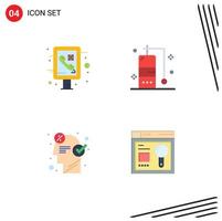 paquete de interfaz de usuario de 4 iconos planos básicos de información gráfica negocio vacaciones públicas seo elementos de diseño vectorial editables vector