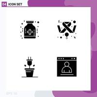 4 Universal Solid Glyphs Set for Web and Mobile Applications care plant hospital feminine browser Editable Vector Design Elements