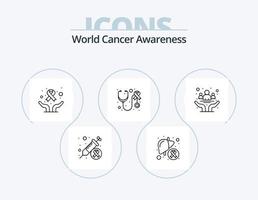 World Cancer Awareness Line Icon Pack 5 Icon Design. world day. health. awareness. day. balloons vector