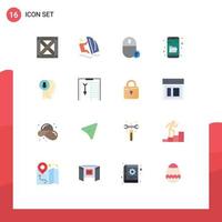 paquete de 16 signos y símbolos modernos de colores planos para medios de impresión web, como computadoras de investigación de flechas, explore el paquete editable del mouse de elementos creativos de diseño de vectores