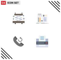 Group of 4 Flat Icons Signs and Symbols for construction phone build engineer printer Editable Vector Design Elements