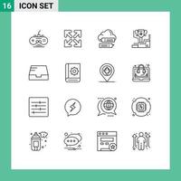 16 Creative Icons Modern Signs and Symbols of inbox trophy secure winner award Editable Vector Design Elements