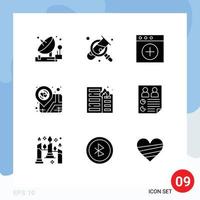 9 User Interface Solid Glyph Pack of modern Signs and Symbols of fire map search place holder location Editable Vector Design Elements