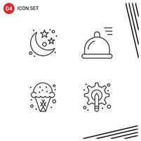 Universal Icon Symbols Group of 4 Modern Filledline Flat Colors of moon ice stars eat sweets Editable Vector Design Elements