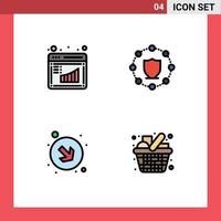 Pictogram Set of 4 Simple Filledline Flat Colors of board down management protection cart Editable Vector Design Elements