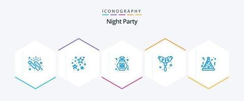 Night Party 25 Blue icon pack including party. sausage. stare. grill. bbq vector