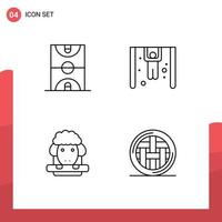 paquete de 4 signos y símbolos modernos de colores planos de línea rellena para medios de impresión web, como elementos de diseño de vectores editables de primavera de gimnasta de juego de cordero de pelota