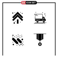 Set of 4 Modern UI Icons Symbols Signs for arrow fireworks double package delivery night Editable Vector Design Elements