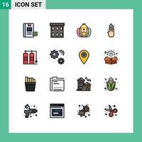 Universal Icon Symbols Group of 16 Modern Flat Color Filled Lines of arrow four corporation finger robbit Editable Creative Vector Design Elements