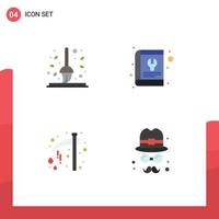 4 User Interface Flat Icon Pack of modern Signs and Symbols of autumn tool leaf manual celebration Editable Vector Design Elements
