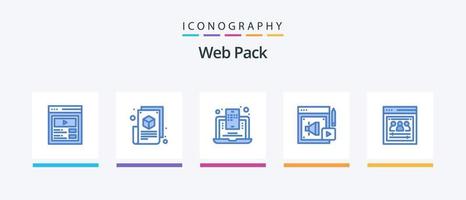 Web Pack Blue 5 Icon Pack Including organization page. loud hailer. design. digital marketing. web blogging. Creative Icons Design vector