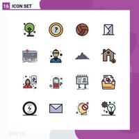 Set of 16 Modern UI Icons Symbols Signs for sent mail support envelope sport Editable Creative Vector Design Elements