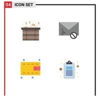 User Interface Pack of 4 Basic Flat Icons of spa money envelope sms check Editable Vector Design Elements