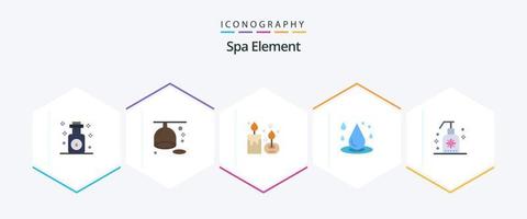 Spa Element 25 Flat icon pack including water. liquid. aroma. drop water. lamp vector