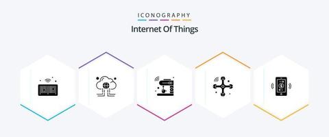 Internet Of Things 25 Glyph icon pack including internet of things. connections. internet. communications. machine vector