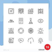 16 Thematic Vector Outlines and Editable Symbols of console nature folder fire hill mountain Editable Vector Design Elements