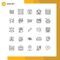Group of 25 Lines Signs and Symbols for site design american bank savings Editable Vector Design Elements