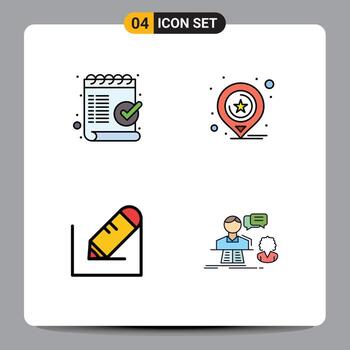 paquete de iconos vectoriales de stock de 4 signos y símbolos de línea para verificar mapas de marcas de lápiz elementos de diseño vectorial editables de texto vector