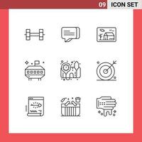 9 Creative Icons Modern Signs and Symbols of media bp monitor real bp gauge ufo Editable Vector Design Elements