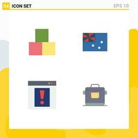 Editable Vector Line Pack of 4 Simple Flat Icons of blocks alert toy country web Editable Vector Design Elements