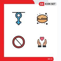 Stock Vector Icon Pack of 4 Line Signs and Symbols for gender no human french macaroon user Editable Vector Design Elements