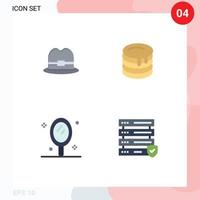 4 Flat Icon concept for Websites Mobile and Apps hat mirror cake canada data Editable Vector Design Elements