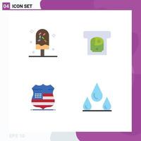 4 Universal Flat Icons Set for Web and Mobile Applications cold sign summer cash security Editable Vector Design Elements