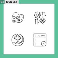 4 Universal Line Signs Symbols of egg leaf setting wheel database Editable Vector Design Elements