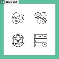 4 Universal Line Signs Symbols of egg leaf setting wheel database Editable Vector Design Elements