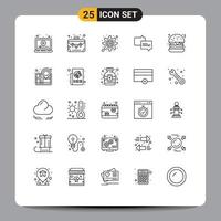 Set of 25 Modern UI Icons Symbols Signs for food burger cascading message chat Editable Vector Design Elements