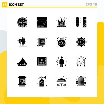 conjunto de pictogramas de 16 glifos sólidos simples para hacer elementos de diseño de vector editables de lápiz de escala gras de usuario